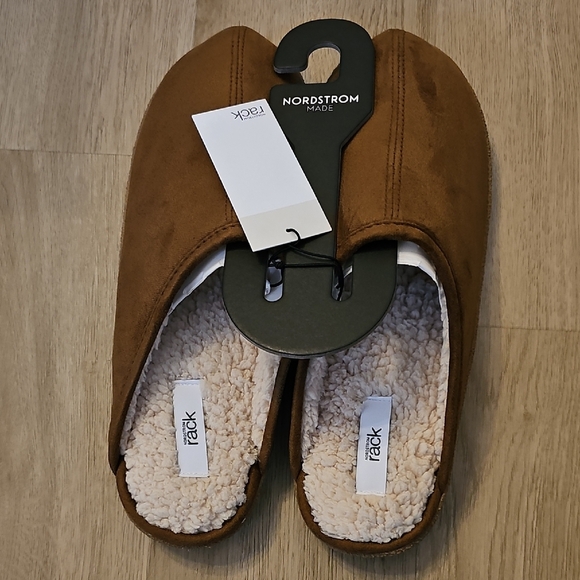 NWT Nordstrom Rack Mens Brock Faux Fur Lined Scuff Slipper Chestnut X-Large - Picture 8 of 12